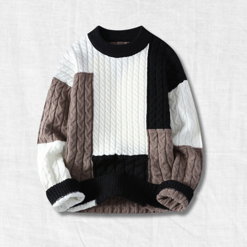 Color Block Crew Neck Sweater