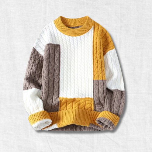 Color Block Crew Neck Sweater